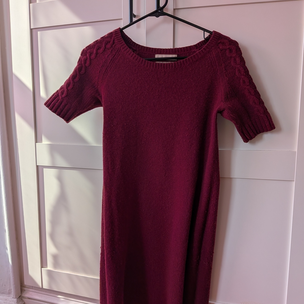 Banana Republic Burgundy Wool Sweater Dress